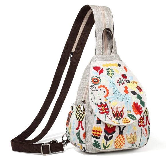 4462 Vintage Embroidered Floral Ethnic Backpack Handbag Shoulder Bag Mini main image 7
